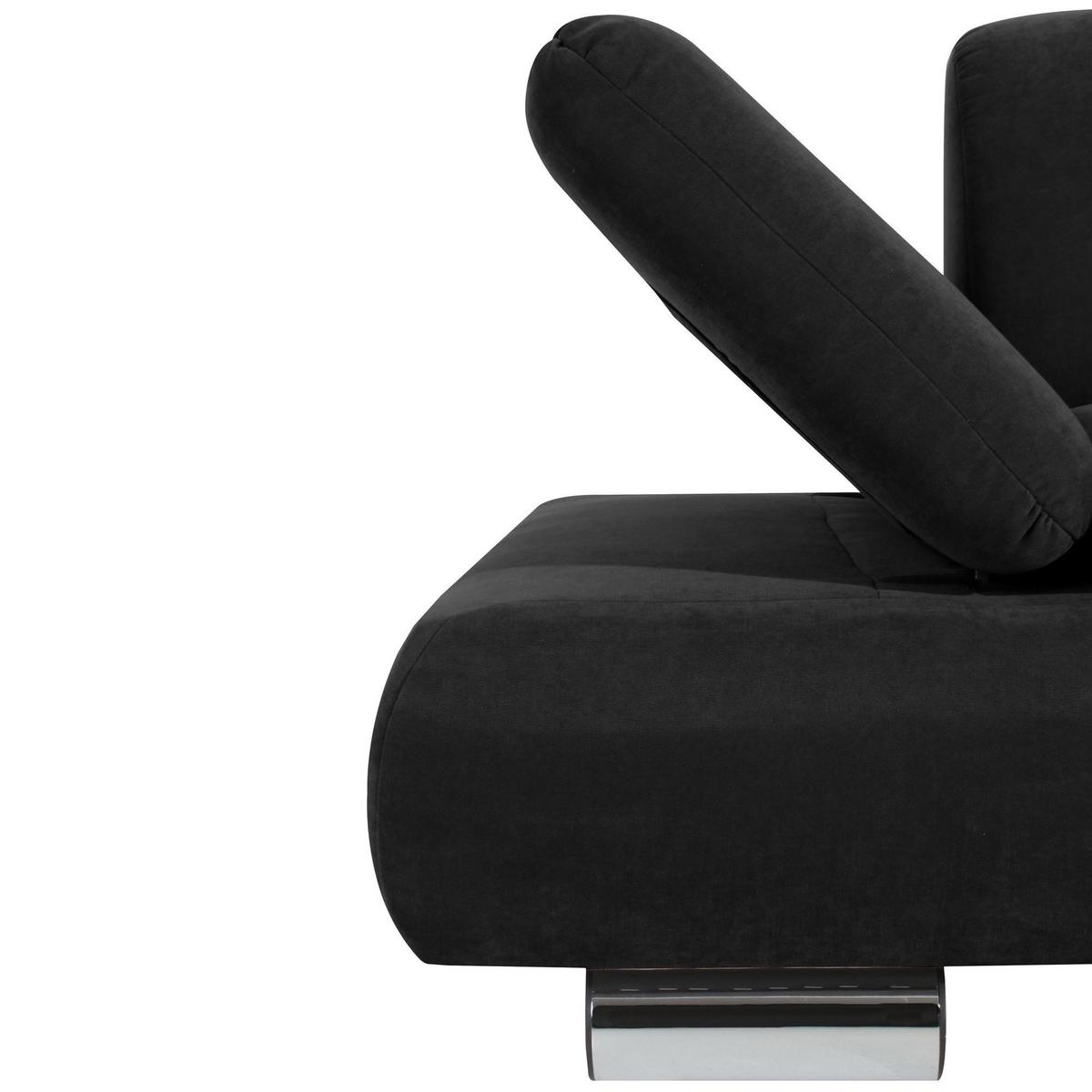 SOFA 2-Sitzer Kaye Bezug Veloursstoff Metallfuß verchromt / schwarz - Schwarz, Kunststoff (190/76/90cm) - 58aufmkessel