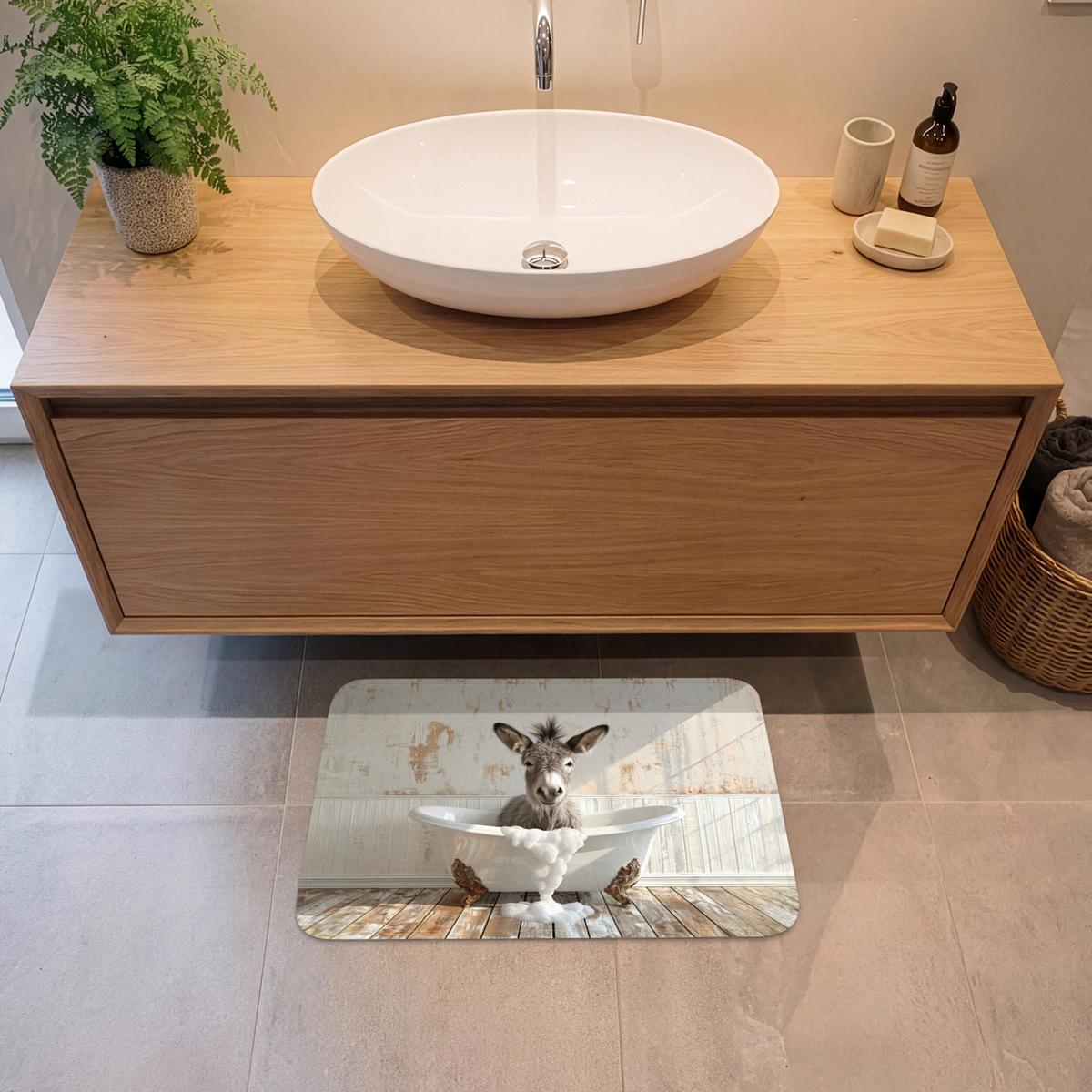 BADEMATTE Esel - Tiere - Badewanne - Schaumstoff 60x40 cm - Creme, Textil (60/40cm) - OnlyWow