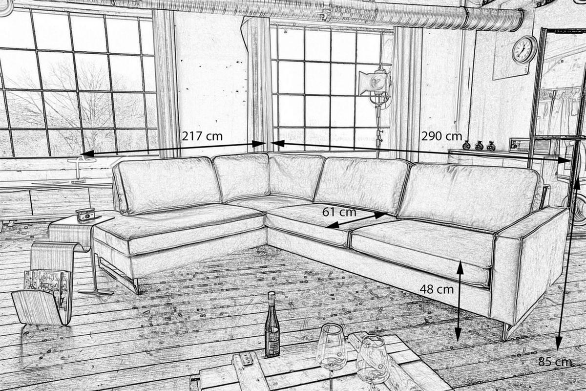 ECKSOFA VILNIUS Braun Lederfaserstoff - Schwarz/Braun, Leder/Metall (290/217cm) - KAWOLA