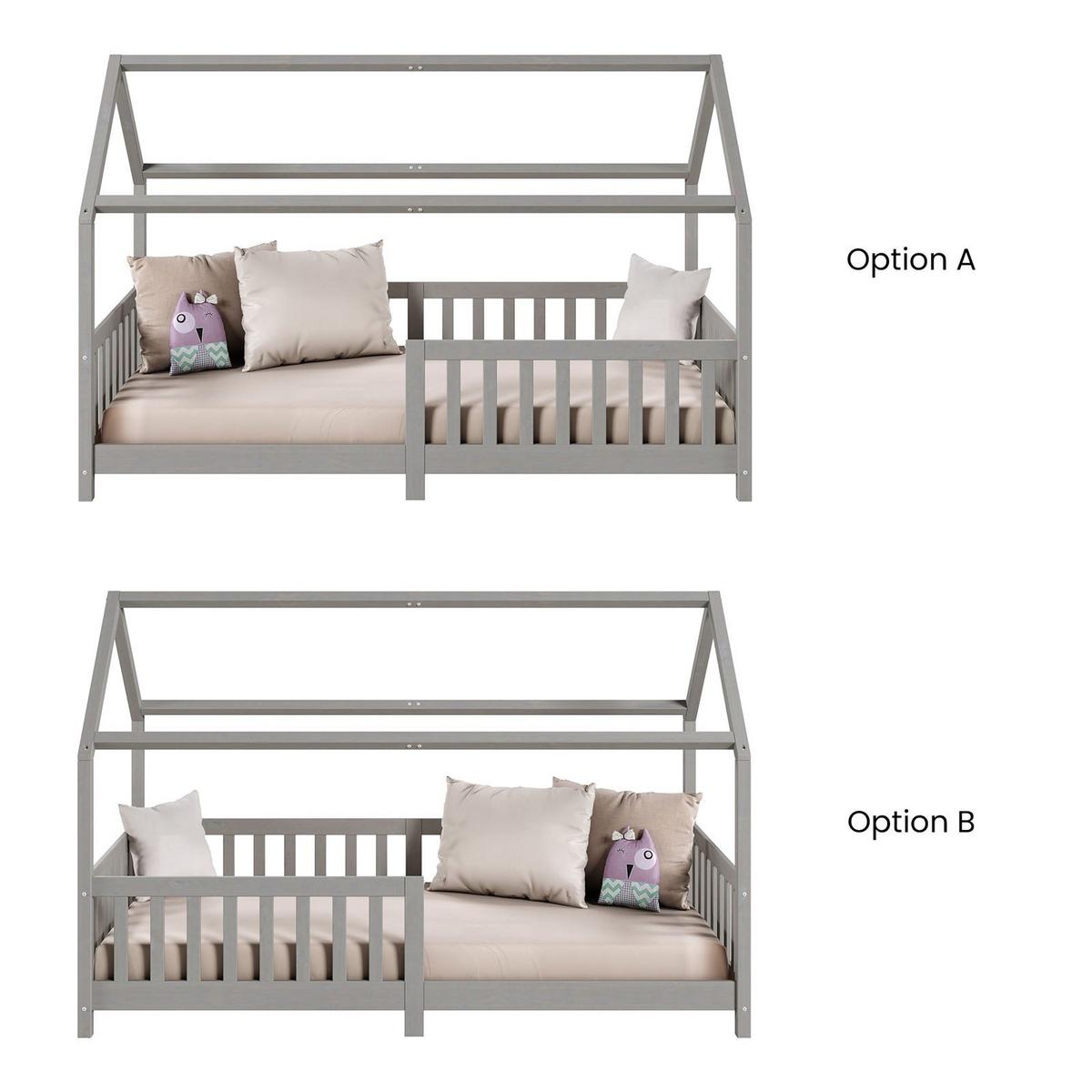 HAUSBETT NINA 90X200 CM - Grau, Holz (96/135/206cm) - IDIMEX