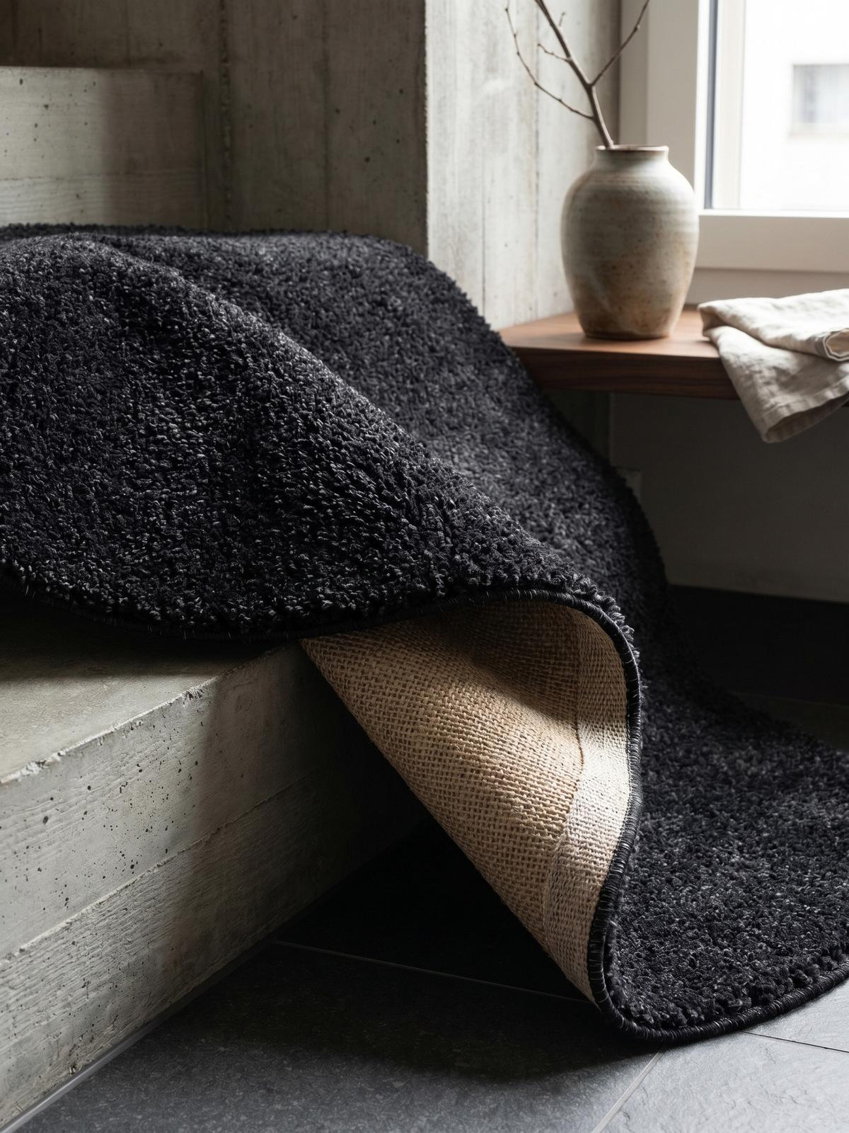 TEPPICH Kurzflor MAIN in Anthrazit, einfarbig, Ø 200 cm - Anthrazit, Textil (200/200cm) - KADIMA DESIGN