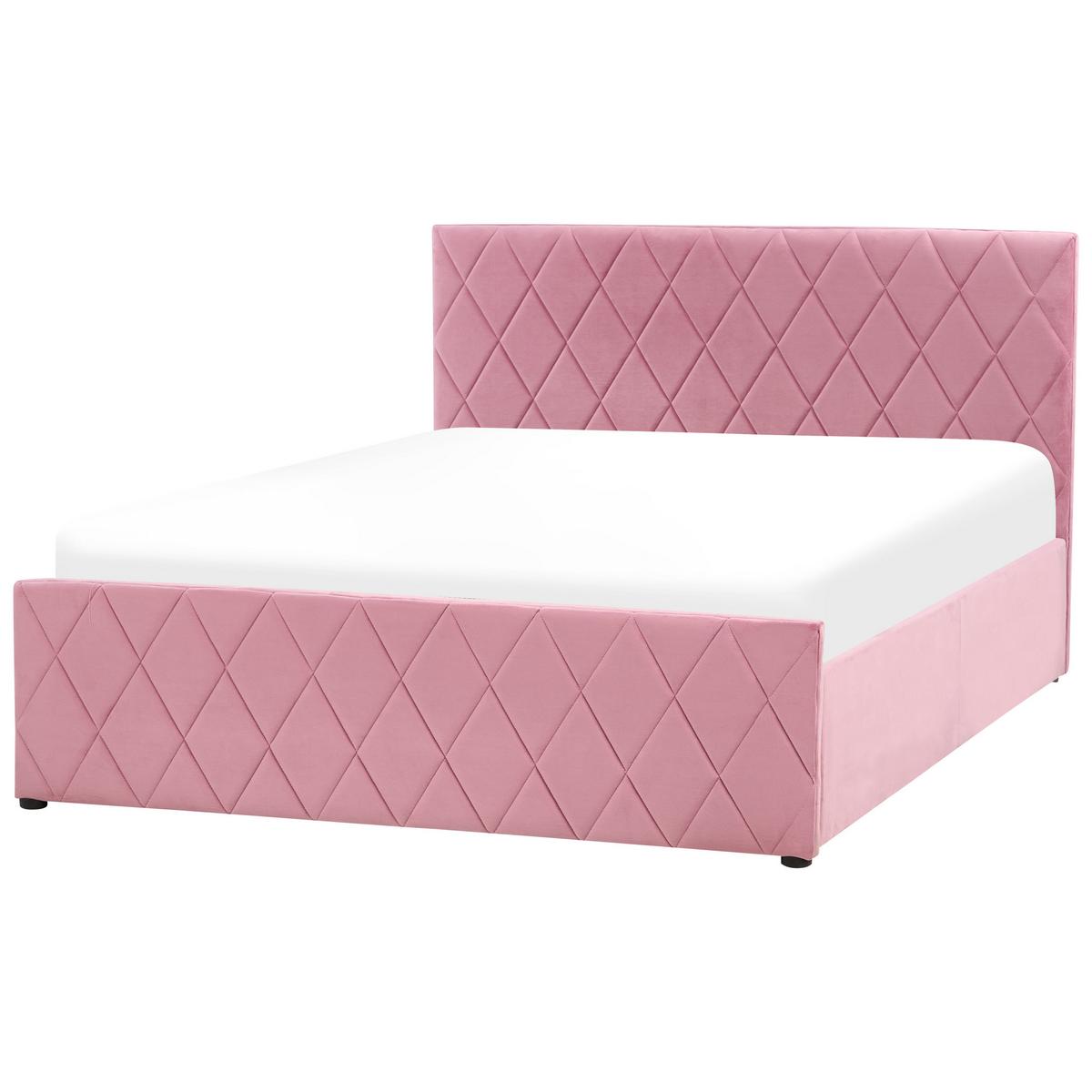 BETT mit Stauraum 140x200 cm Rosa Rochefort - Pink, Textil (140/200cm) - Beliani