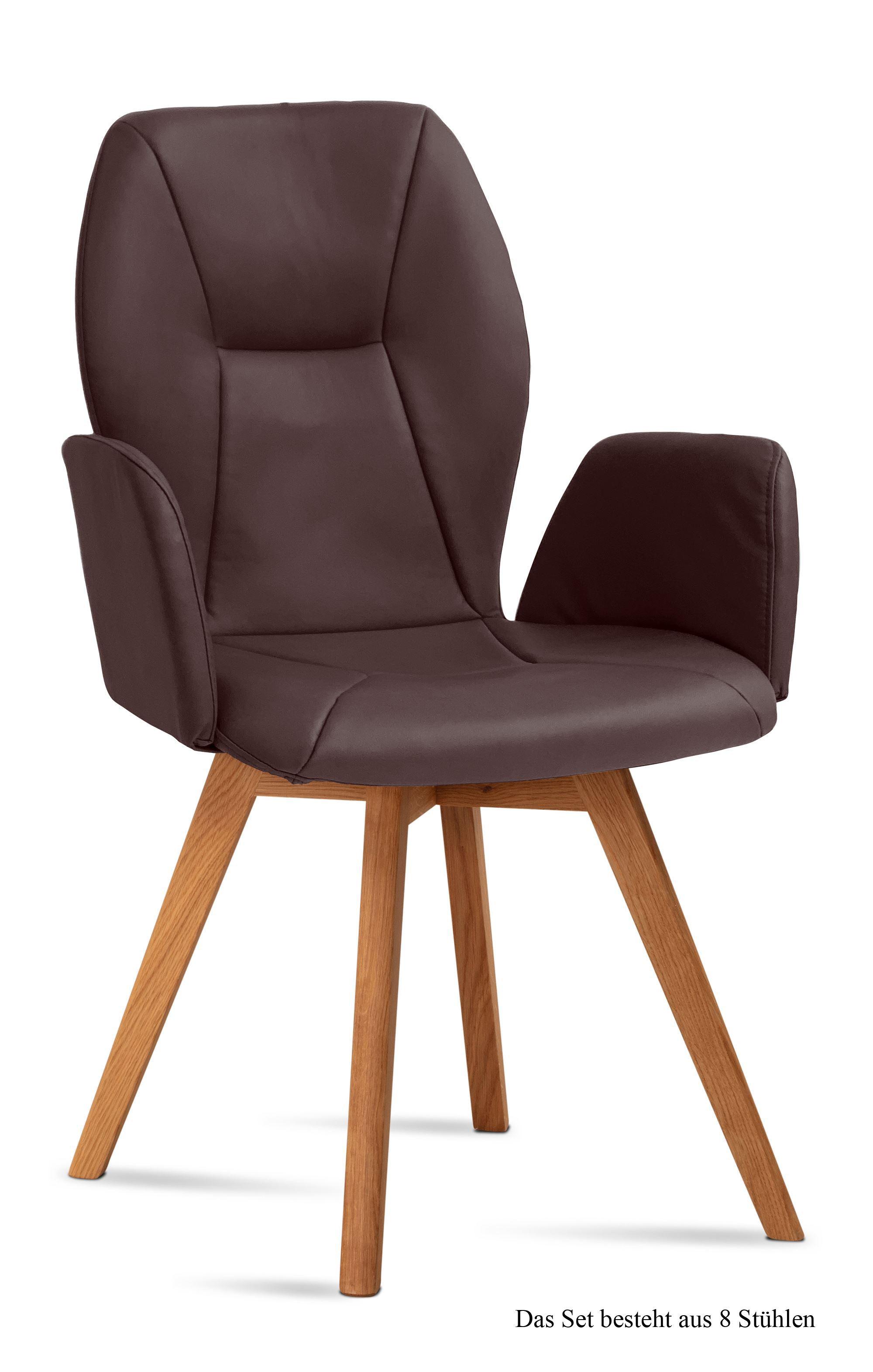 ARMLEHNSTUHL (8er-Set) Donka 58x92x60 Eiche geölt/Braun - Eichefarben/Braun, Kunststoff (60/92/58cm) - 58aufmkessel