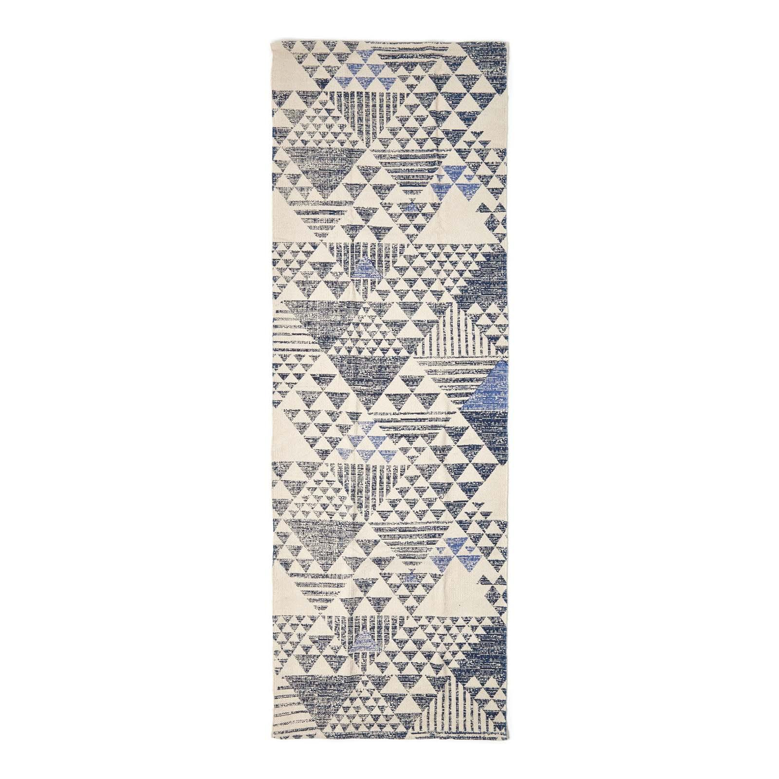 BAUMWOLLTEPPICH-LÄUFER Delphi geometrisch 66/200 cm - Blau, Textil (66/200cm) - Homescapes