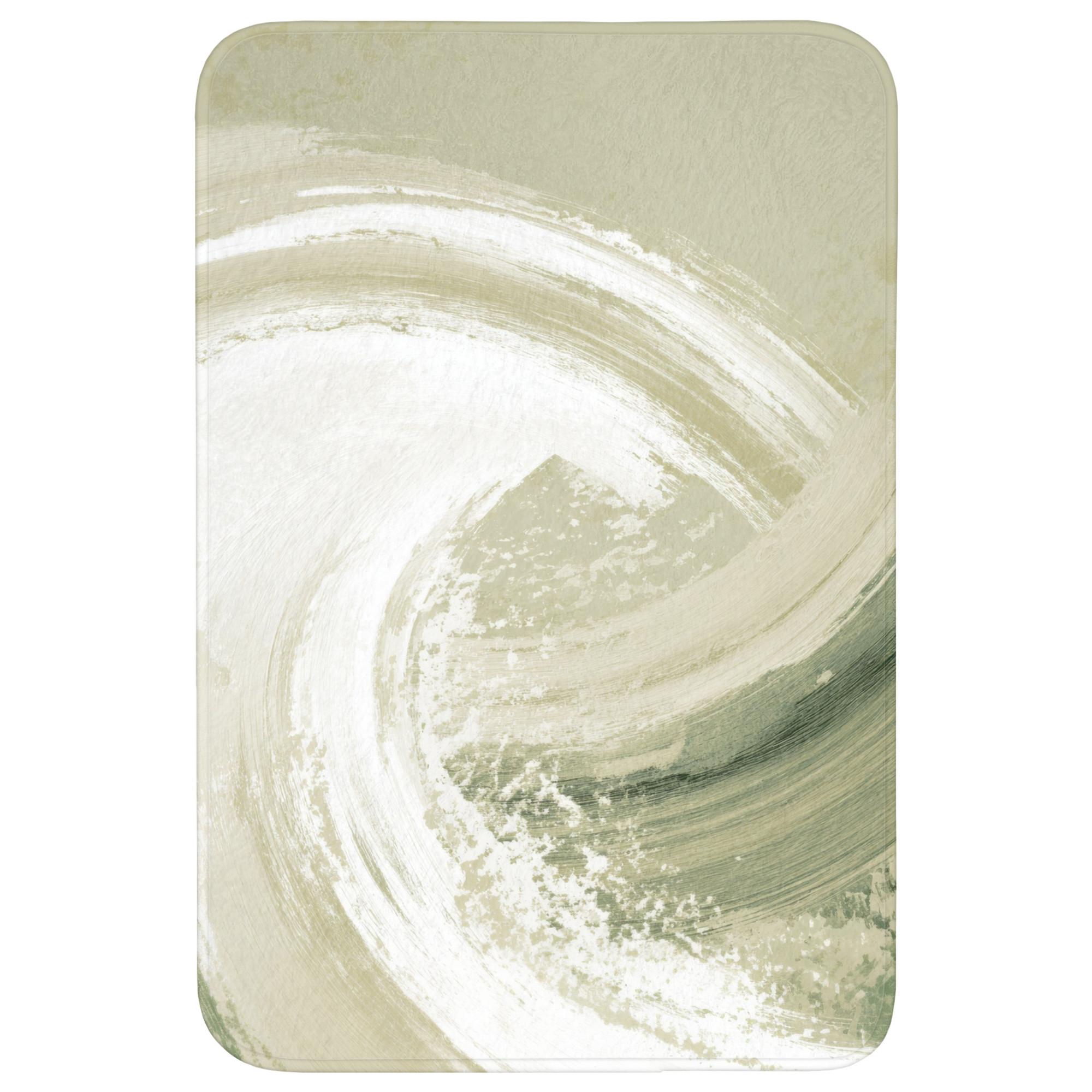 BADEMATTE Abstrakt - Pinselstriche - Wellen - Grün Rutschfest 60x90 cm - Mintgrün, Textil (60/90cm) - OnlyWow
