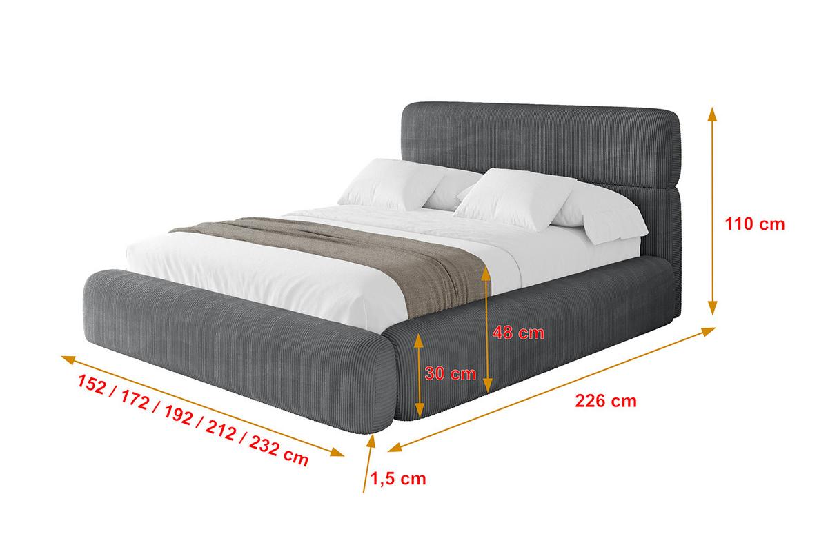 POLSTERBETT mit Bettkasten und Lattenrost, Boxbett ohne Matratze - ENORA 180x200 Dunkelgrau - Anthrazit, Holzwerkstoff/Textil (180/200cm) - ALTDECOR