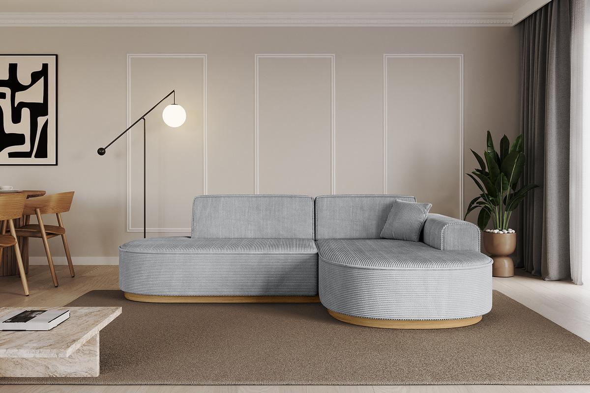 ECKSOFA Ottomane Rechts MARI-L1-v2 - 243x171x83 cm Grau Cord - Grau, Holzwerkstoff/Textil (171/243cm) - ALTDECOR