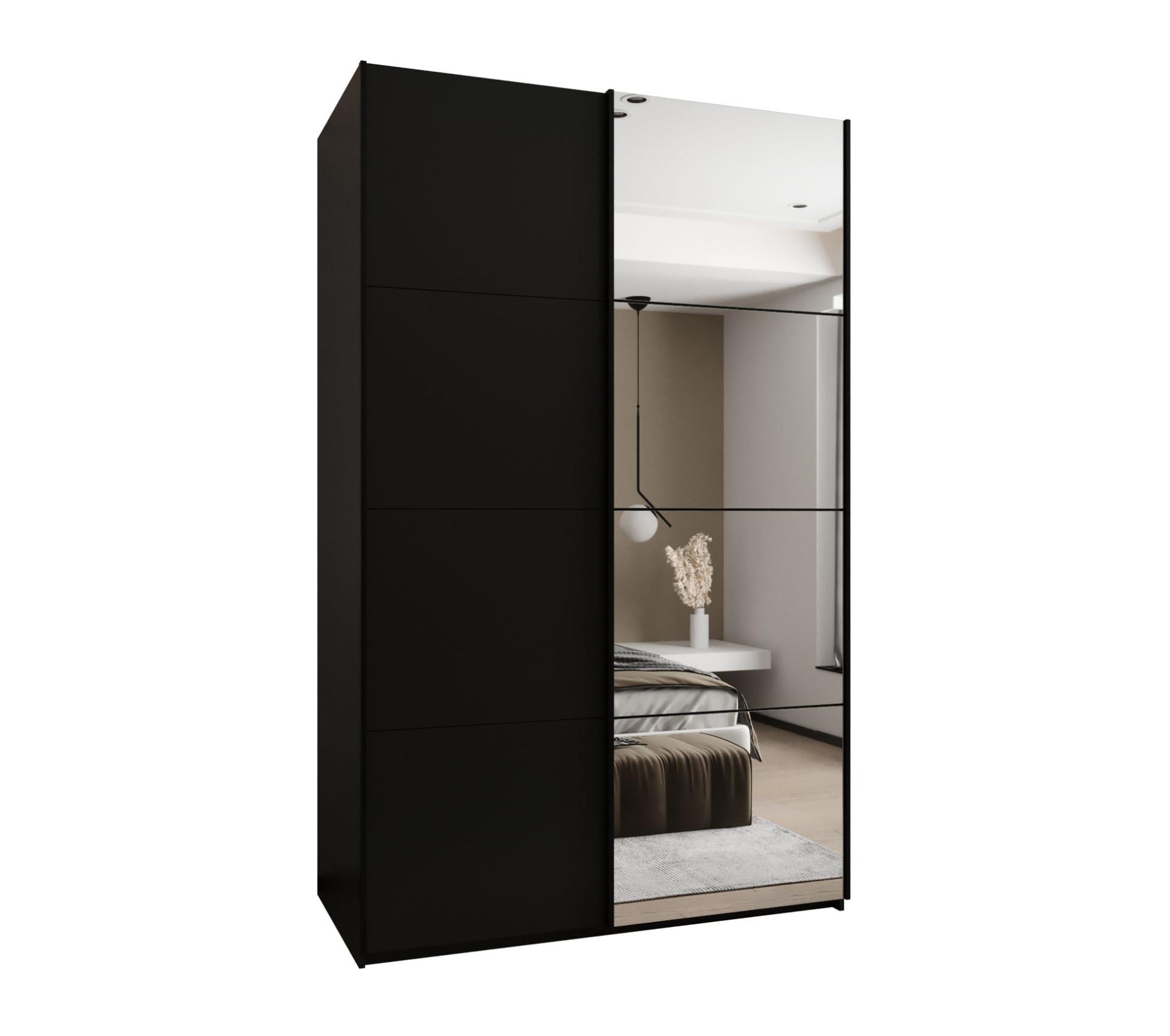 SCHWEBETÜRENSCHRANK 245,5/160/64 2-türig - Schwarz, Holz/Metall (160/245/64cm) - Abiks Möbel