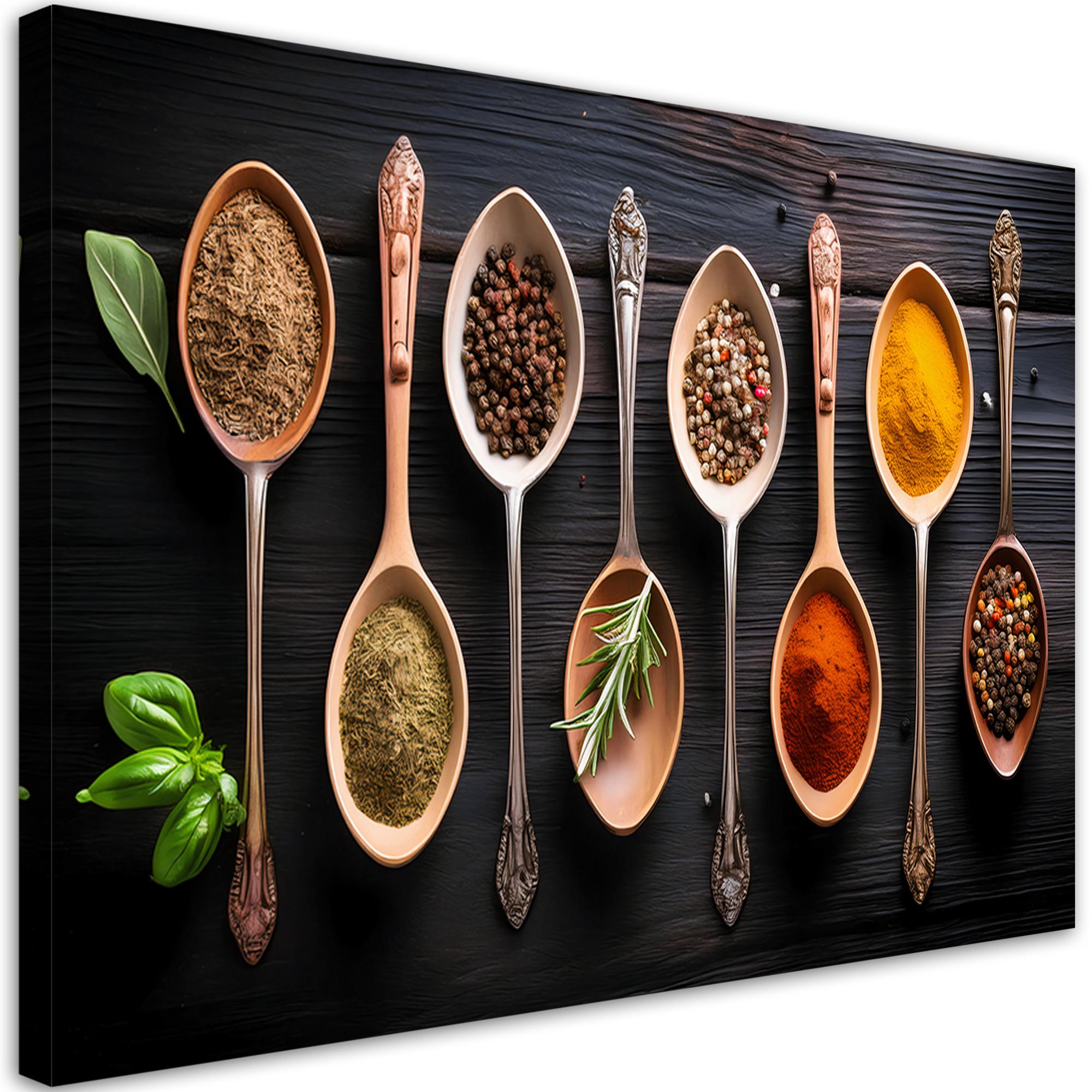 WANDBILD gewürze für die restaurantküche - Multicolor, Textil (60/40cm) - Feeby