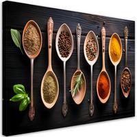 WANDBILD gewürze für die restaurantküche - Multicolor, Textil (60/40cm) - Feeby