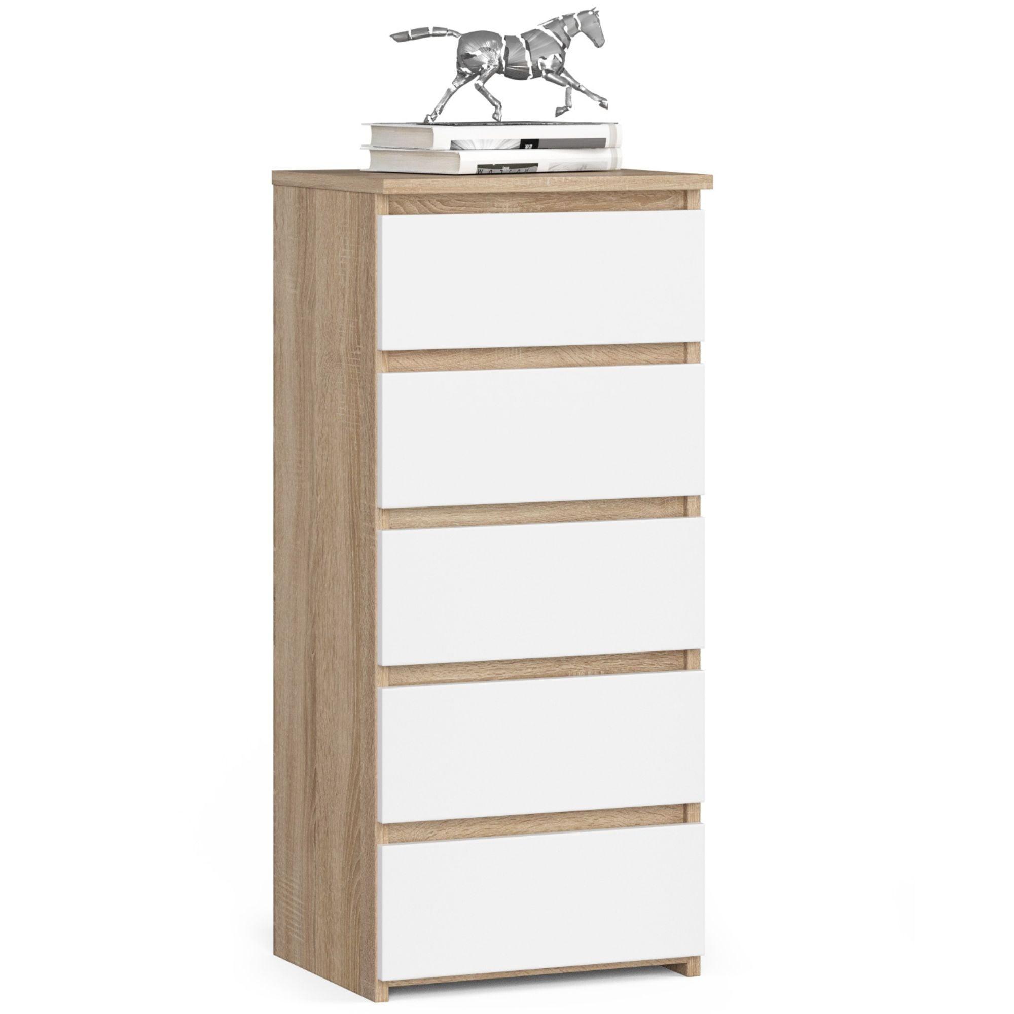 KOMMODE Eiche Sonoma, Weiß 92/40/35 - Weiß, Holzwerkstoff (40/92/35cm) - RAUMHIRSCH FURNITURE