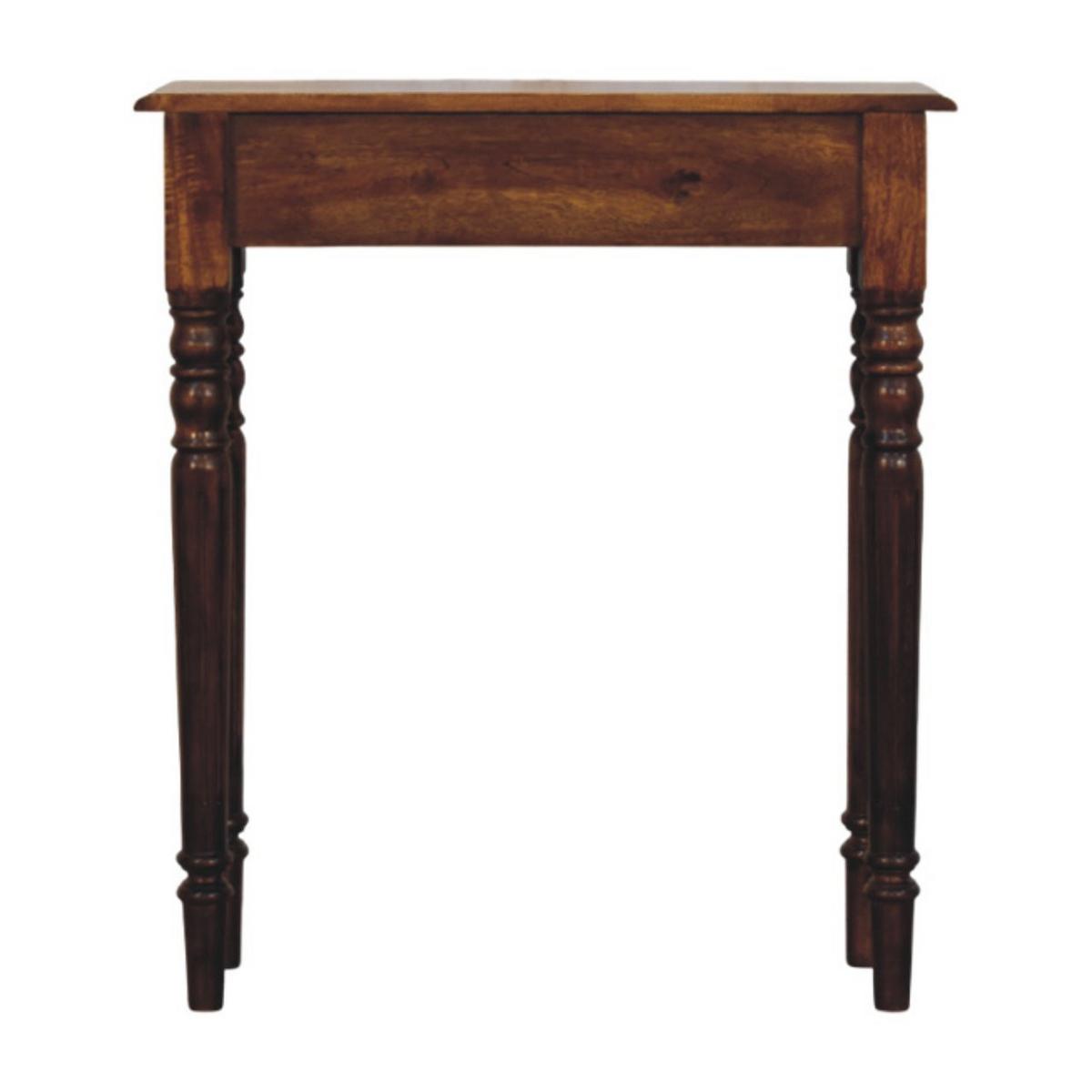 KONSOLE Massivholz Kastanienbraun Gedrechselte Beine, 1 Schublade, Dunkelbraun - Dunkelbraun/Messingfarben, Mangoholz/Holz (25/70/80cm) - Artisan Furniture