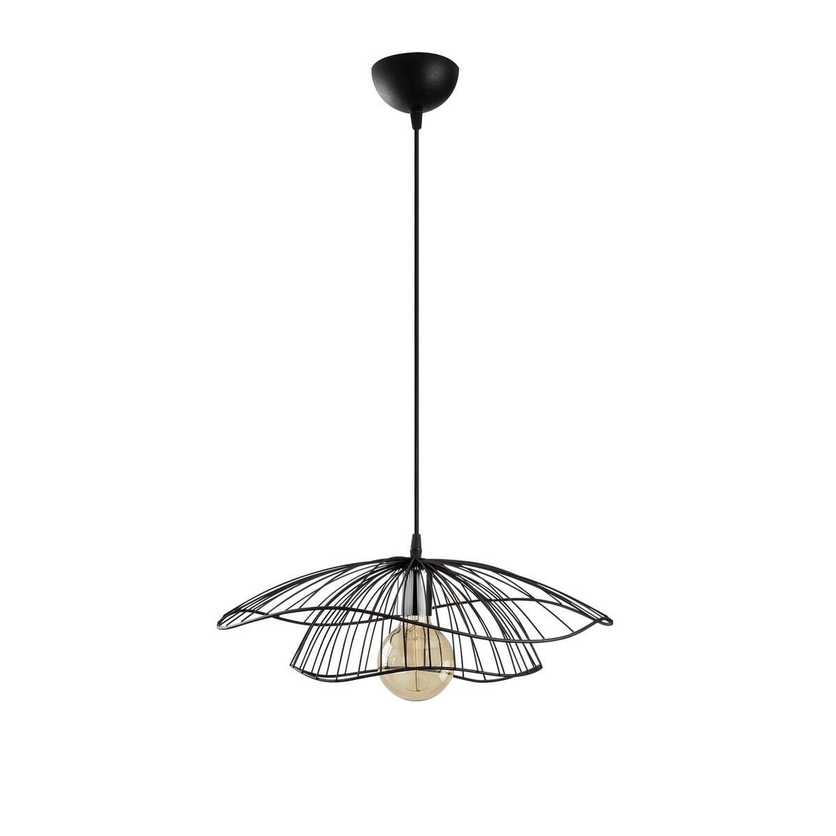 DRAHT-PENDELLEUCHTE aus metall - fleur 50/50/111 cm - Schwarz, Metall (35/50/111cm) - Calicosy