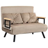SCHLAFSOFA, Klappbett mit Bettfunktion, Verstellbarer Rückenlehne für Wohnzimmer - Hellbraun/Schwarz, Holz/Textil (73/81/102cm) - HOMCOM