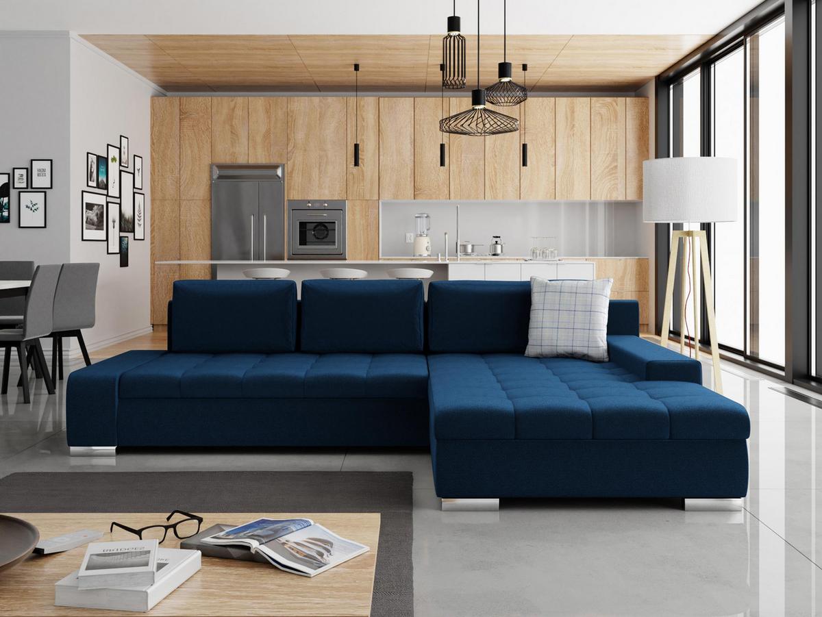ECKSOFA Orkan - Dunkelblau, Holz/Textil (302/213cm) - MIRJAN24