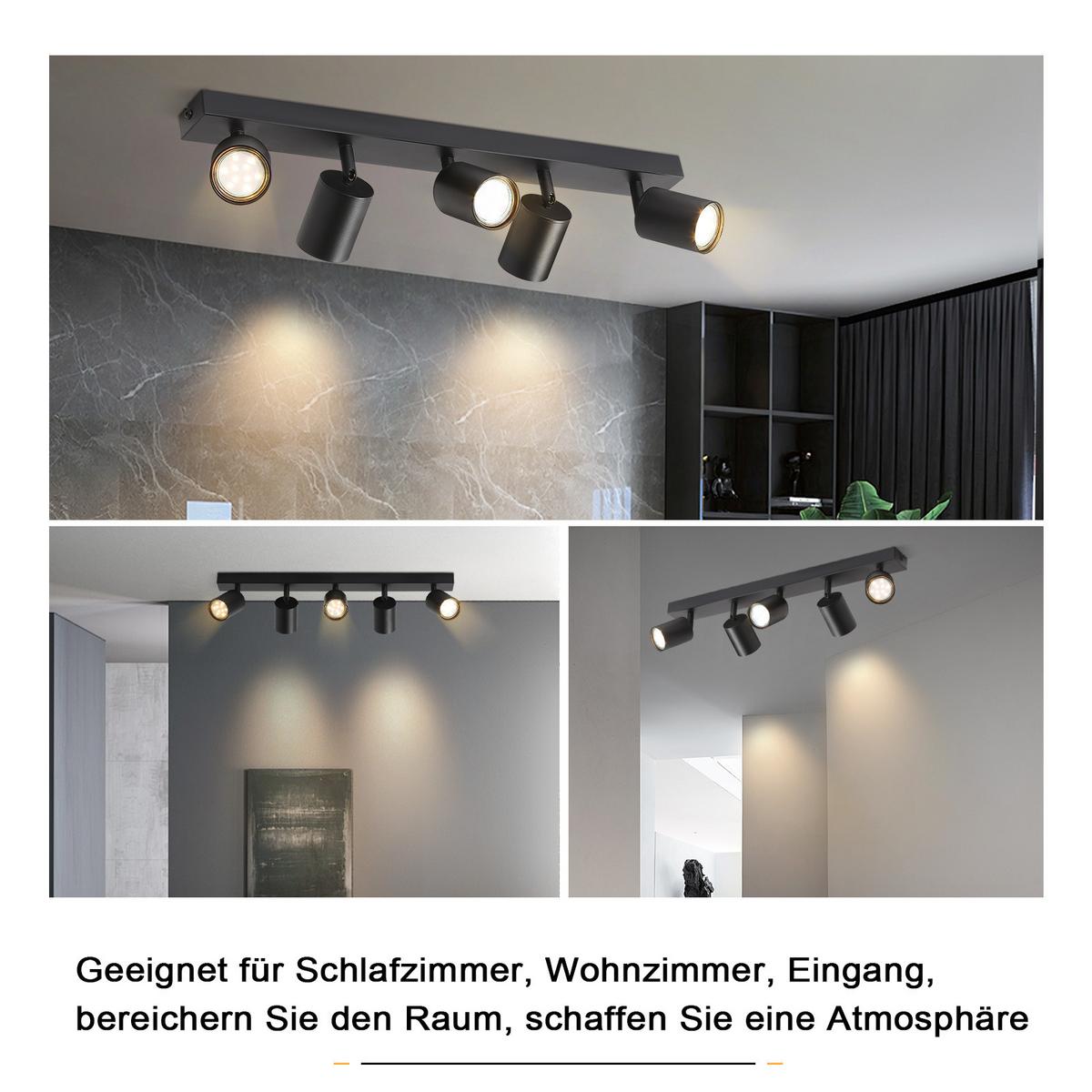 DECKENSTRAHLER Roger 5-flammig 55/3/14 cm - Schwarz, Metall (55/3/14cm) - Nettlife