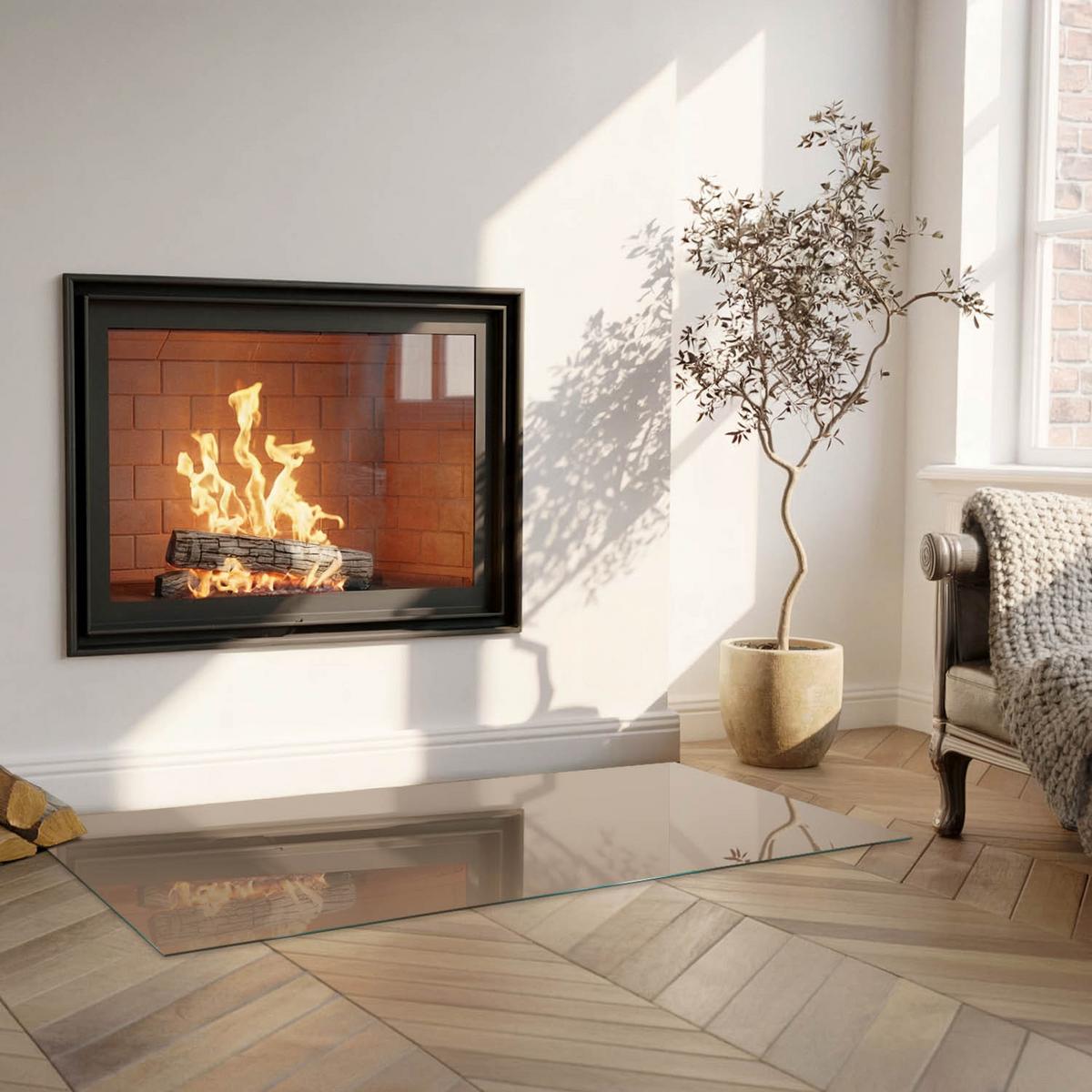 GLASPLATTE für Kamin 125x50 cm - Braun, Glas (125/50/0.4cm) - TULUP