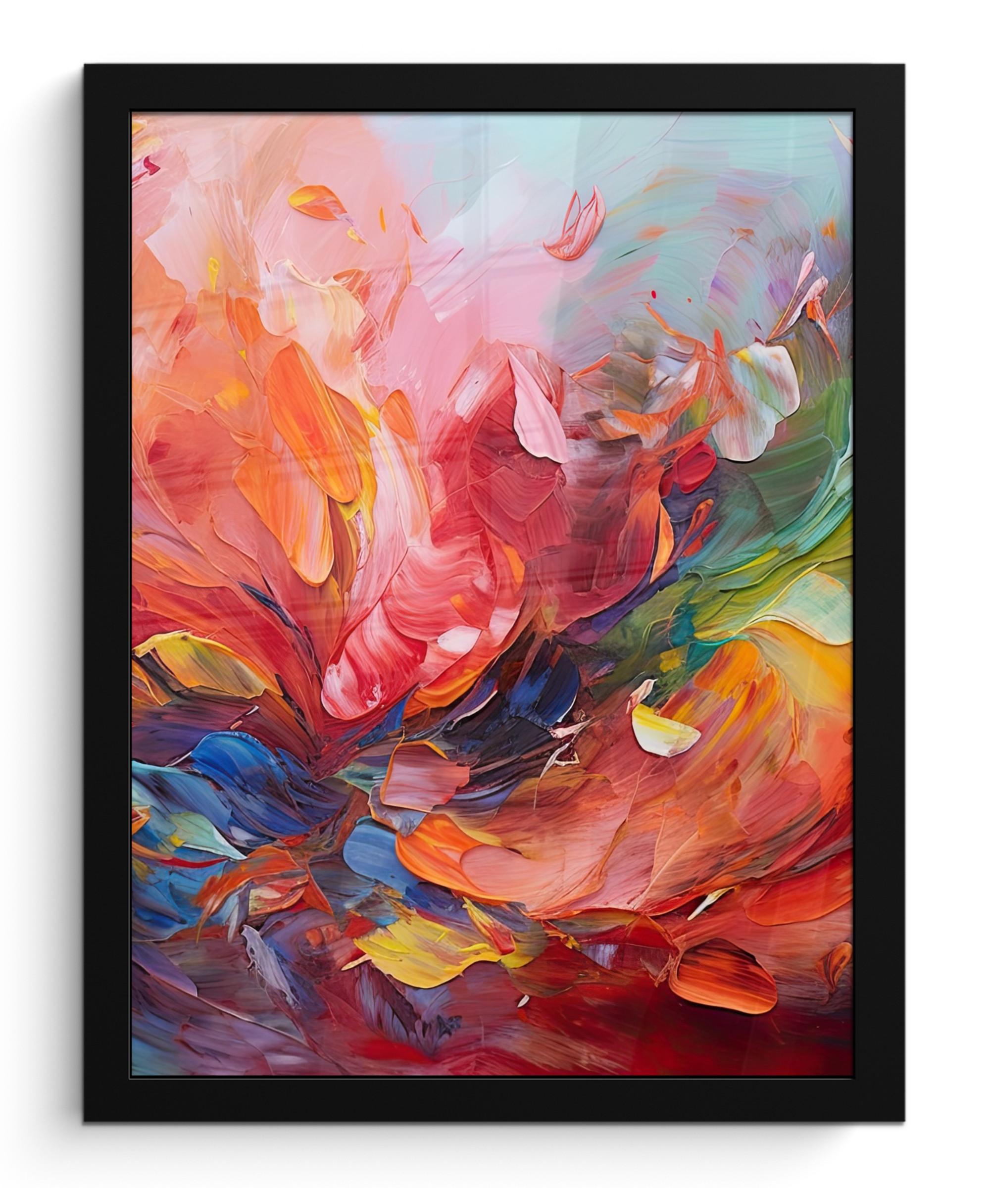 POSTER MIT RAHMEN Ölgemälde - Kunst - Abstrakt - Farbenfroh Bilderrahmen 30x40 cm - Altrosa, Papier (30/40cm) - MuchoWow