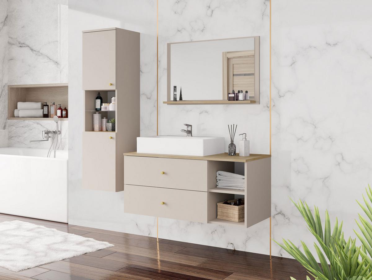 BADMÖBEL-SET Kertos II - Beige/Goldfarben, Holzwerkstoff/Metall (100/57/45cm) - MIRJAN24