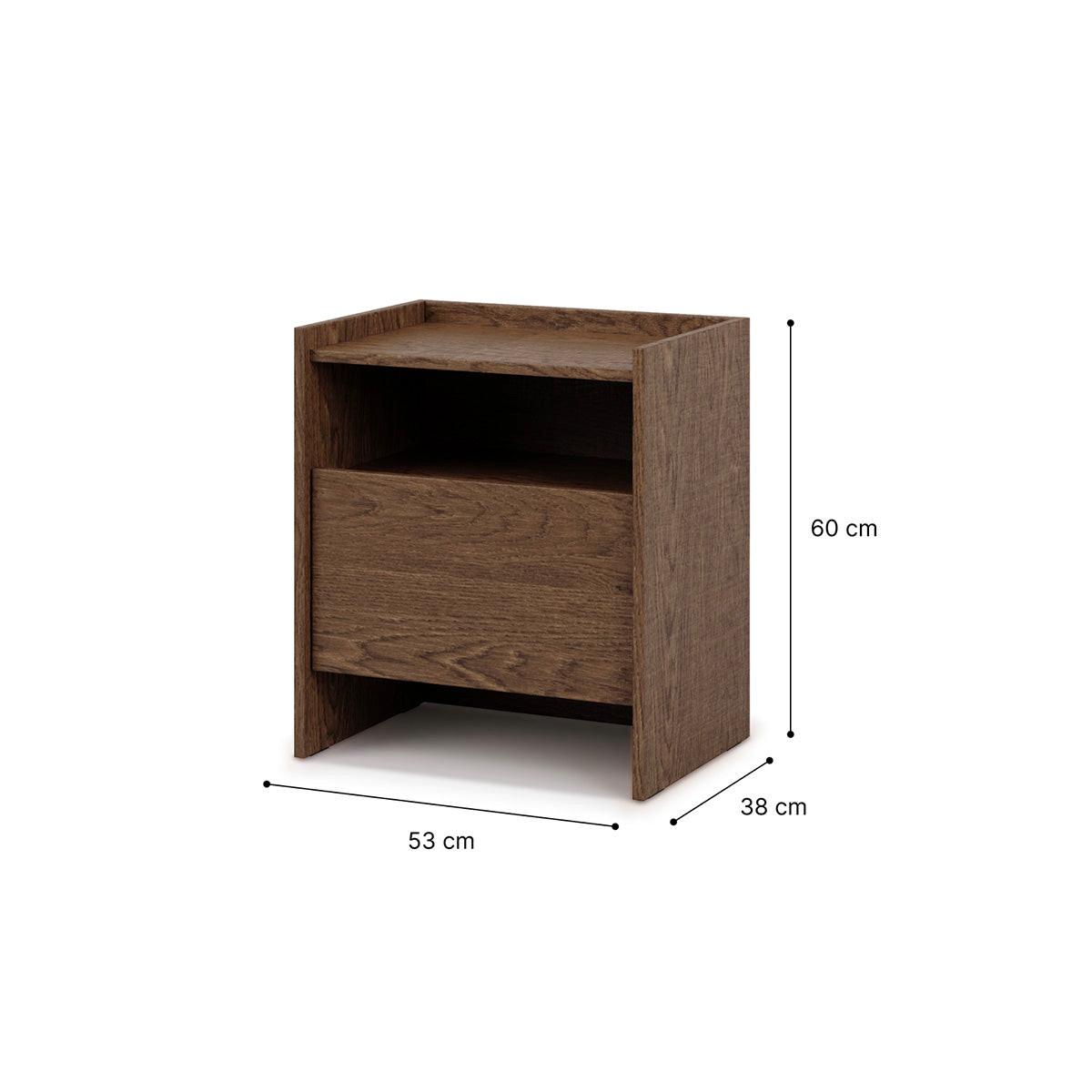 NACHTTISCH Japandi Dunkles Holz - Braun, Holzwerkstoff (53/60.5/38cm) - Petits-meubles