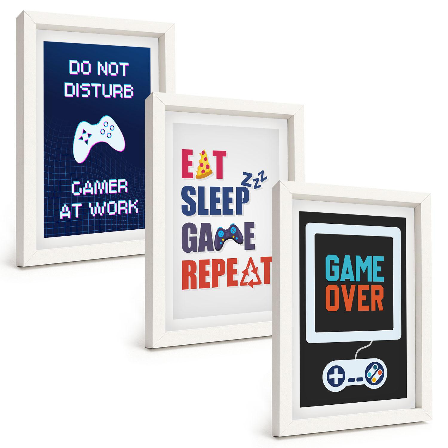 BILDER SET 3er Set - 20x30 cm Weißer Rahmen - Untertitel für die Spieleunterhaltung - Weiß, Kunststoff (20/30cm) - TULUP