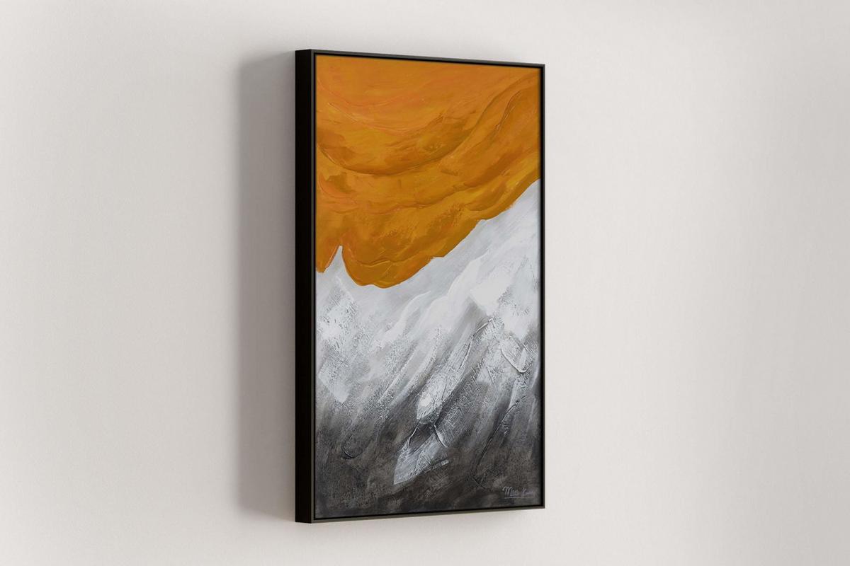 ACRYLBILD HANDGEMALT 60/90 cm - Orange/Grau, Holz/Textil (60/90cm) - KUNSTLOFT