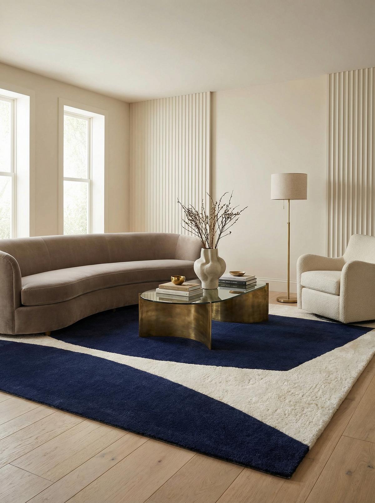 WOLLTEPPICH HULL-Tickton, abstrakt, Dunkelblau, 200 x 300 cm - Blau, Textil (300/200cm) - KADIMA DESIGN