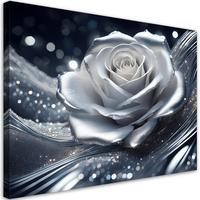 WANDBILD rosenblüte silber - Silberfarben, Textil (60/40cm) - Feeby