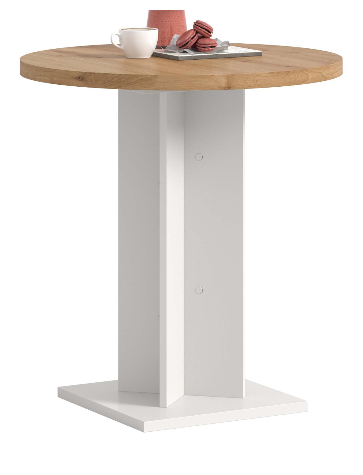 ESSTISCH Eiche Artisan, weiß, Küchentisch rund Ø 70 cm - Eiche Artisan/Weiß, Holzwerkstoff (70/70/76cm) - Inn.Furn