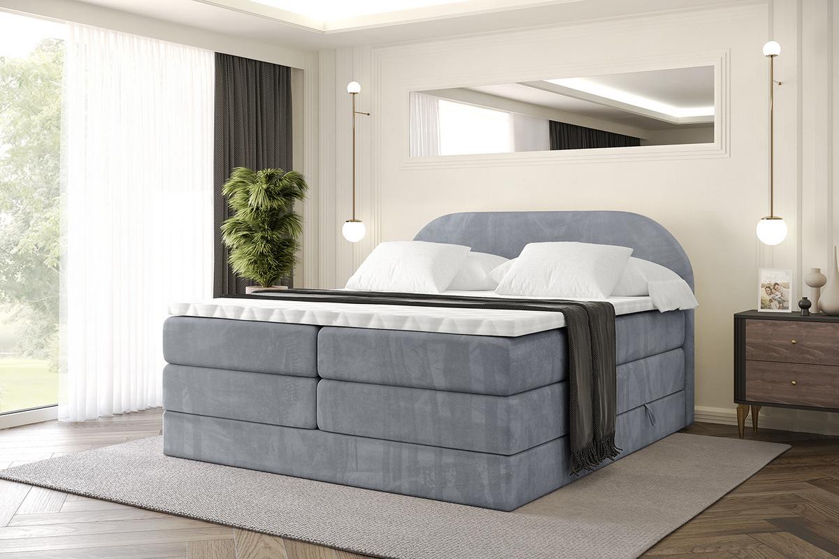 BOXSPRINGBETT mit Matratze und Lattenrost - NOX KING-160x200 - Grau Casablanca - Grau, Holzwerkstoff (160/200cm) - ALTDECOR