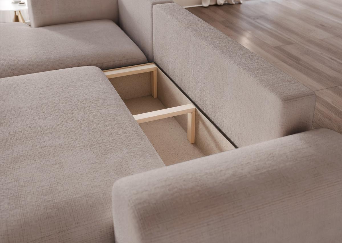 ECKSOFA BLOOM Links mit Schlaffunktion und Bettkasten Grau - Grau, Kunststoff/Textil (263/150cm) - Idohome