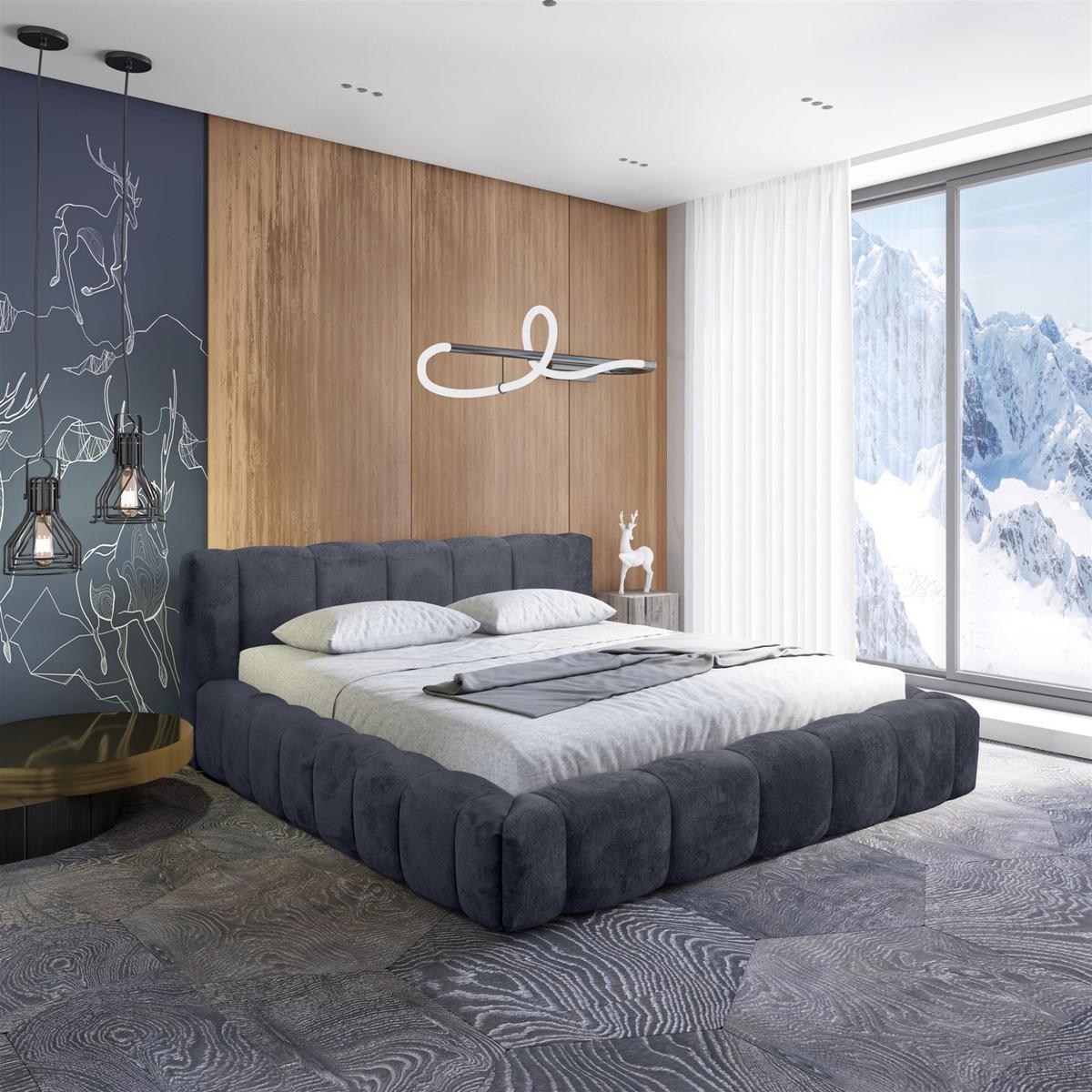 POLSTERBETT Hailey In Tender Way - Dunkelblau, Holzwerkstoff/Textil (180/200cm) - Fun Möbel