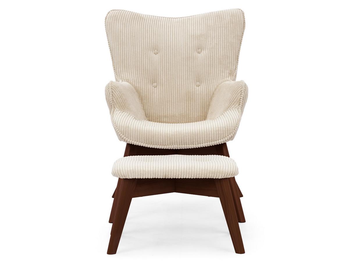LOUNGESESSEL mit Fußhocker Lenari Beige Cordstoff mit Füßen in Braun - Beige/Braun, Holz/Textil (71/96/86cm) - S-Style Möbel