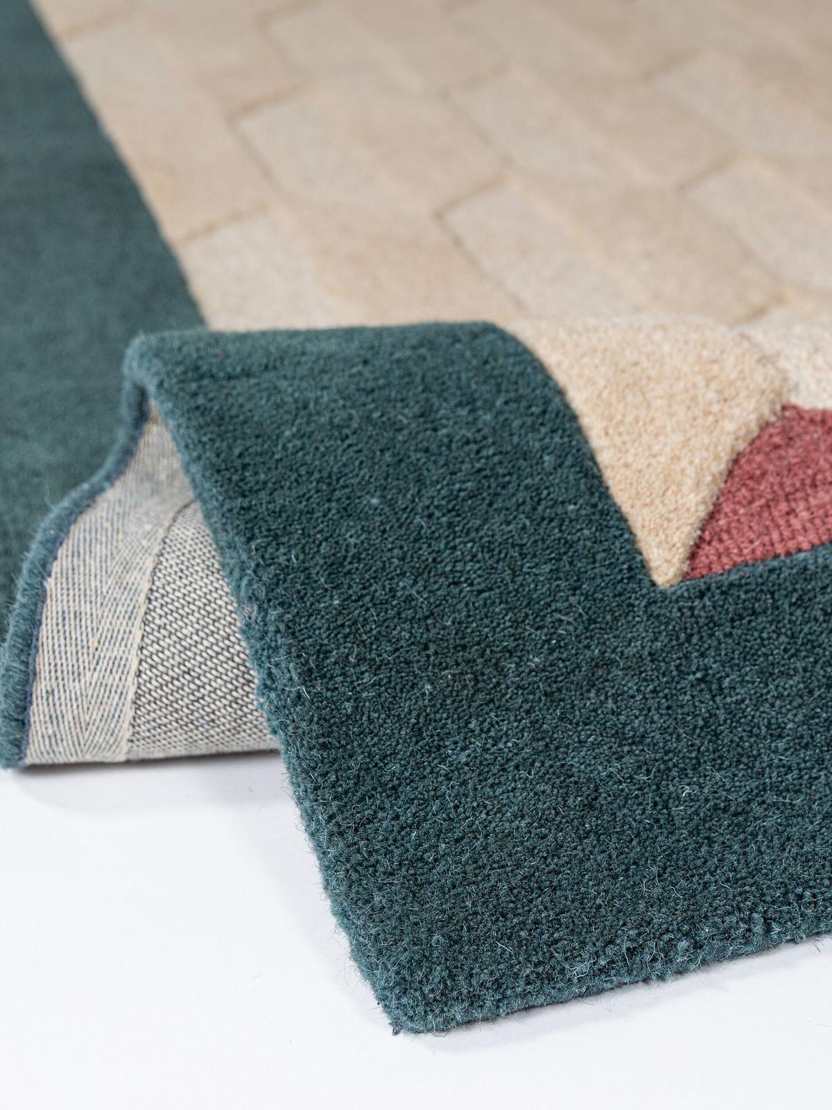 WOLLTEPPICH handgetuftet DARENT, Wabenmuster, Petrol, 160 x 230 cm - Türkis, Textil (160/230cm) - KADIMA DESIGN