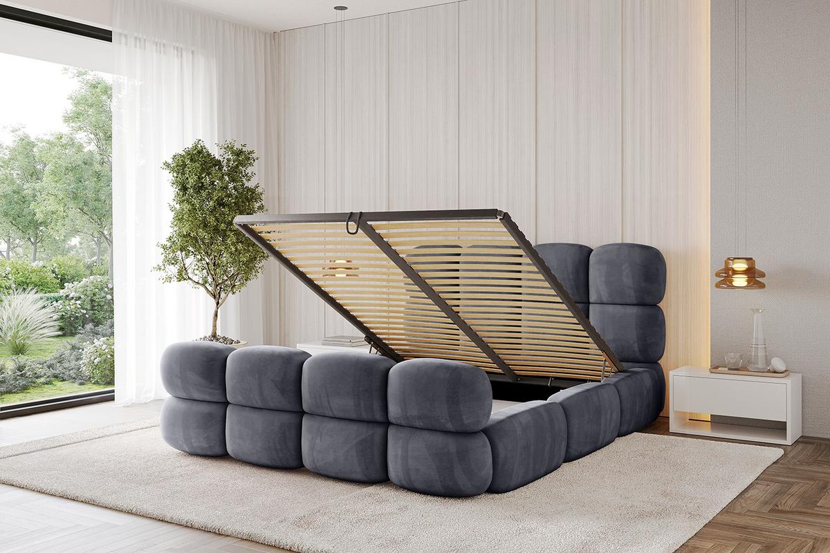 POLSTERBETT mit Bettkasten, Fußteil und Lattenrost, Bett mit Matratze H3/H4 - NOMA-Z 180x200 Dunkelgrau - Dunkelgrau, Holzwerkstoff/Textil (180/200cm) - ALTDECOR