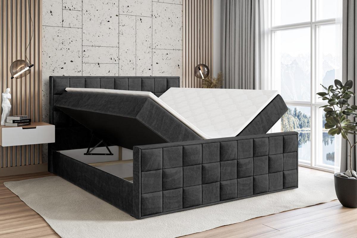 BOXBETT ZAFIRA - 180x200 - H4 - Schwarz - Schwarz, Holzwerkstoff (180/200cm) - ALTDECOR