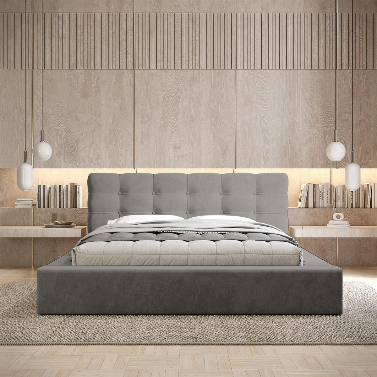 POLSTERBETT Antonio Stoff Ditra - Grau, Holzwerkstoff/Textil (180/200cm) - Fun Möbel