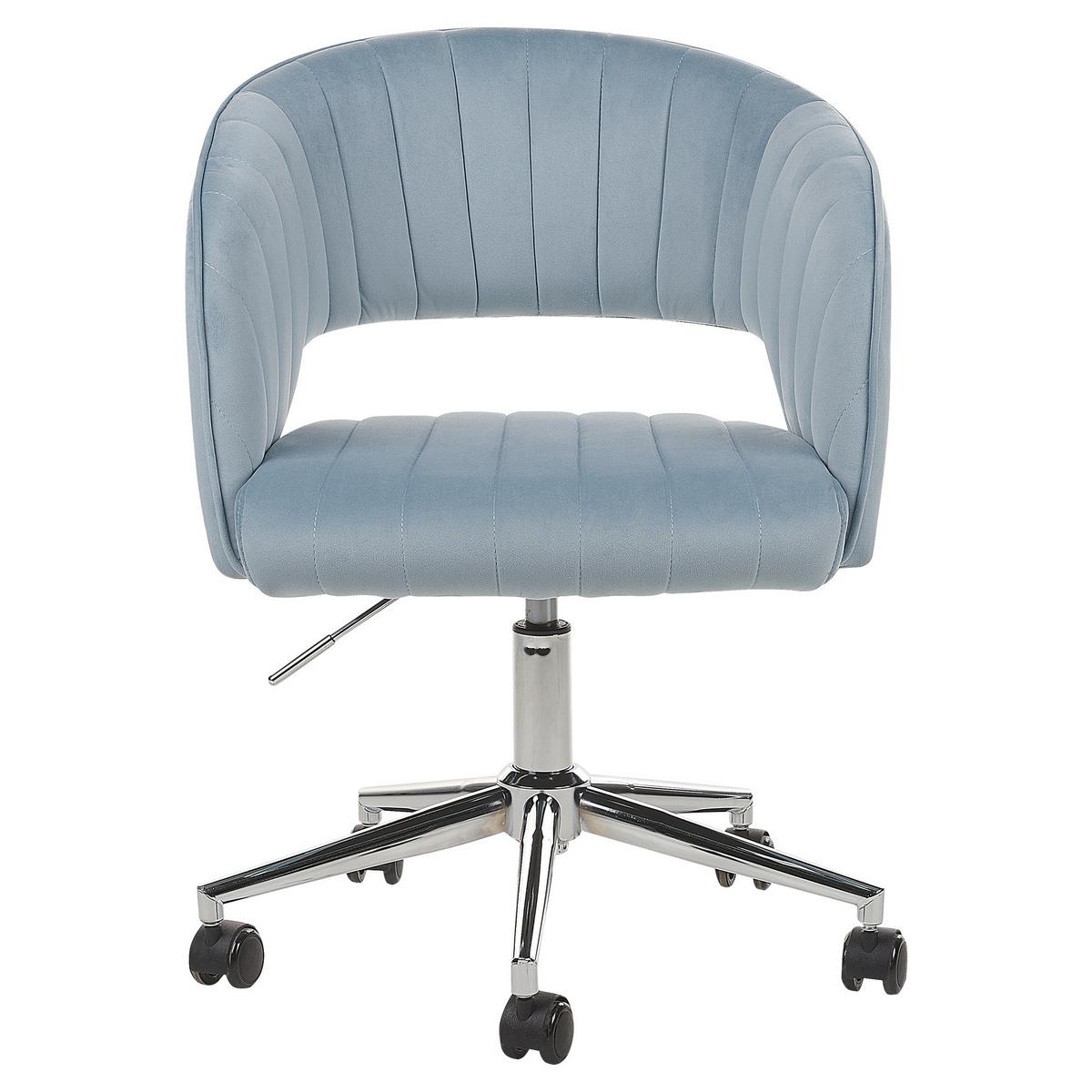 BÜROSTUHL Samtstoff Blau Katonah - Blau, Kunststoff/Textil (57/78/57cm) - Beliani