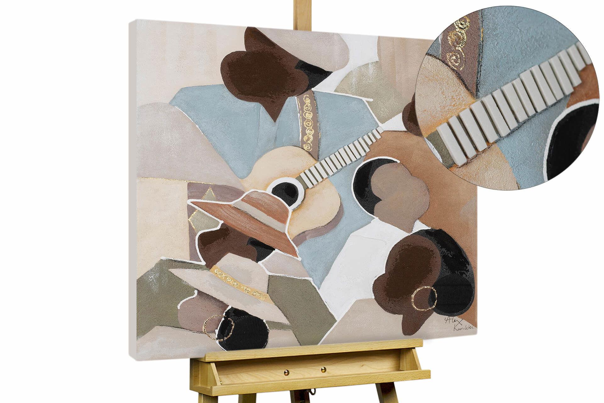 ACRYLBILD HANDGEMALT 80/80 cm - Beige/Braun, Holz/Textil (80/80cm) - KUNSTLOFT