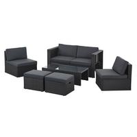 LOUNGEGARNITUR Salou schwarz - Schwarz, Kunststoff - Juskys