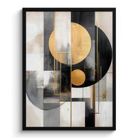 POSTER MIT RAHMENGERAHMTES BILD Abstrakt - Gold - Silber - Formen - Ästhetisch - Modern Posterleiste 60x80 cm - Goldfarben, Papier (60/80cm) - MuchoWow