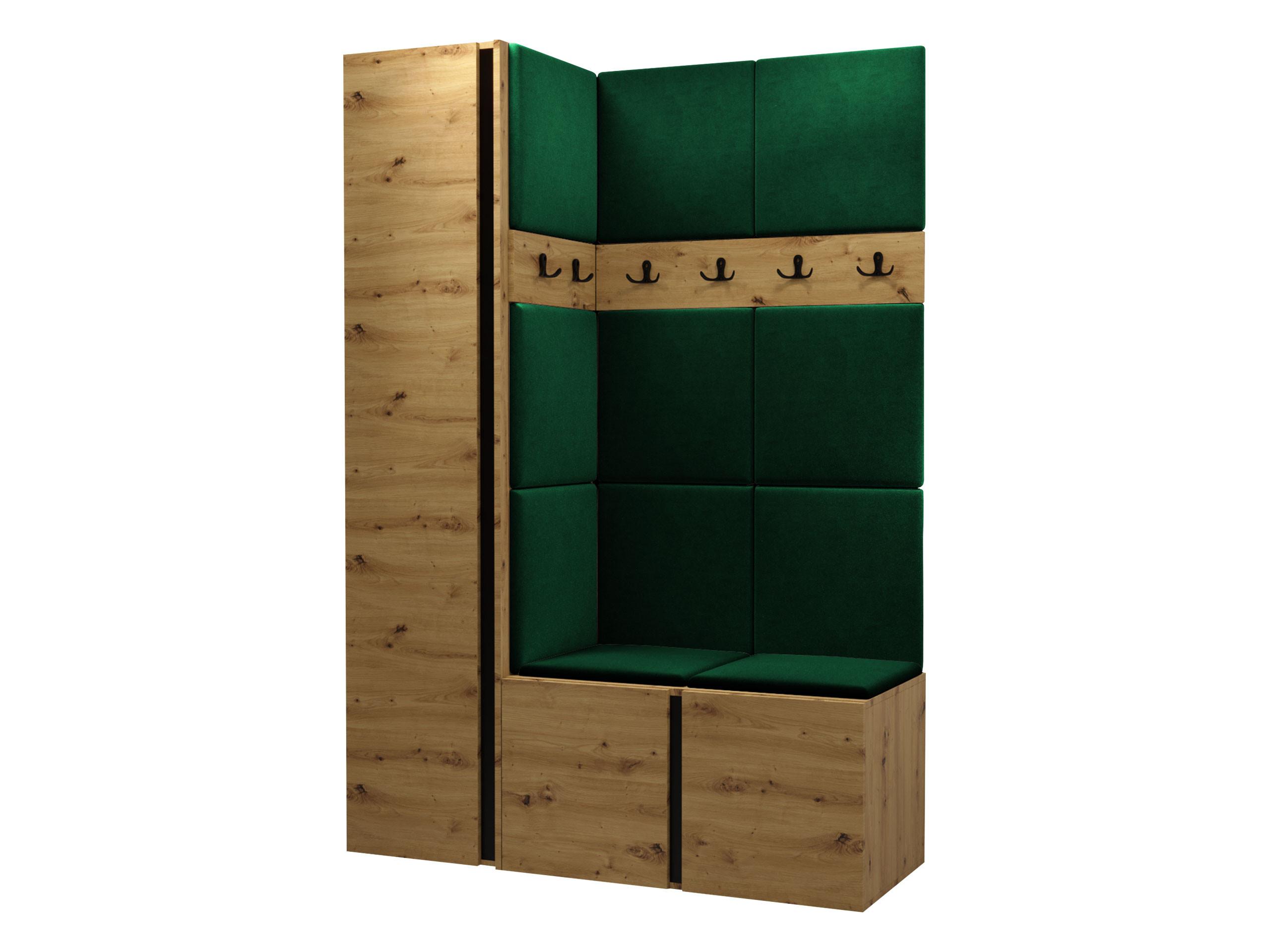 GARDEROBEN-SET Orion IX - Eiche Artisan/Grün, Holzwerkstoff/Kunststoff (124/186/46cm) - MIRJAN24