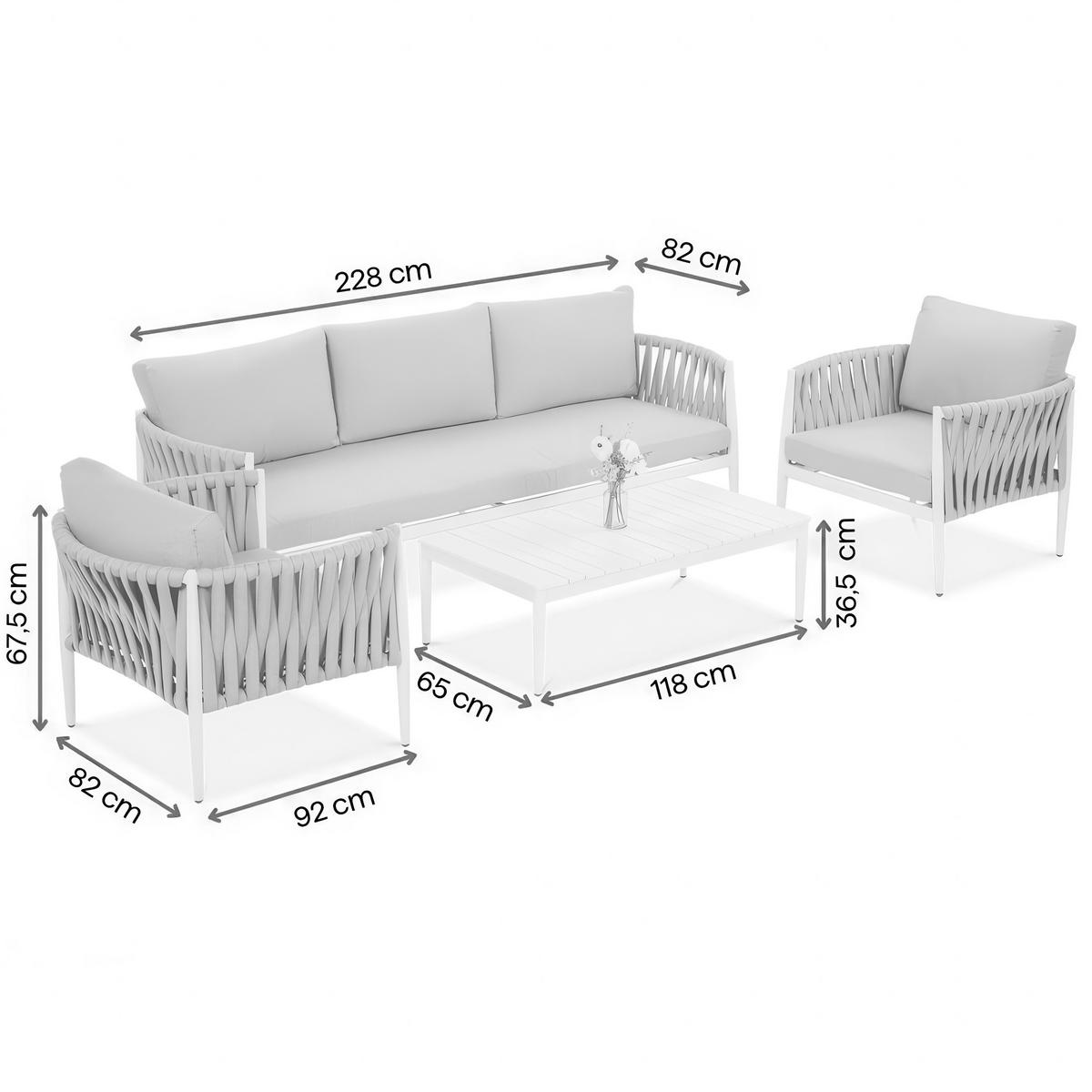 GARTENSET Riviera mit Sofas Sessel und Kaffeetisch, für 5 Personen, Metallbeine, Beige - Beige, Metall - Beautysofa