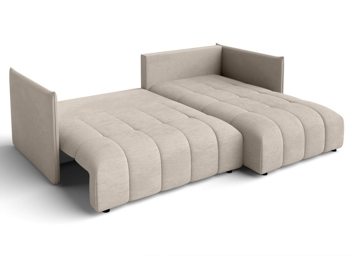 ECKSOFA L Form Cosmova Hellbraun 248/180/83 cm mit Schlaffunktion - Hellbraun/Schwarz, Kunststoff/Textil (248/180cm) - AX Living