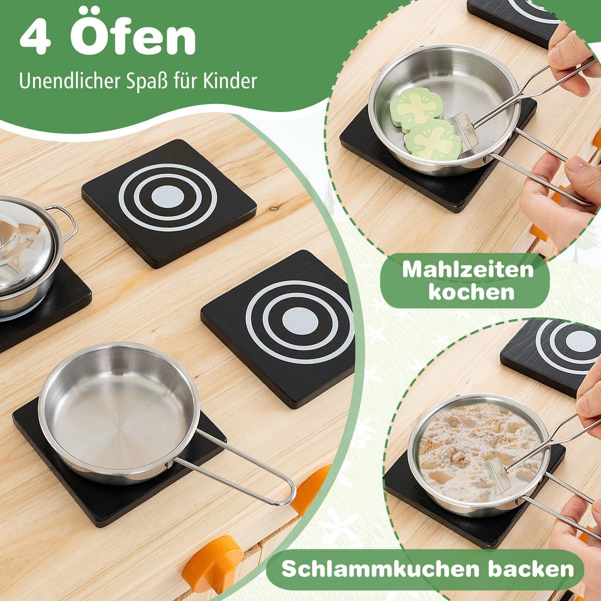KINDERKÜCHE Outdoor Natur - Naturfarben, Holz (39/88/117cm) - COSTWAY