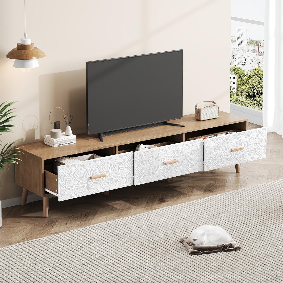 TV-MÖBEL Heller Holzoptik 150/35/39 cm - Grau, Holzwerkstoff (35/39/150cm) - Urban Meuble