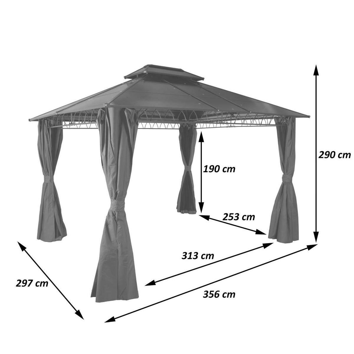 HARDTOP PERGOLA Cremeweiß - Weiß, Textil (360/290/300cm) - MCW