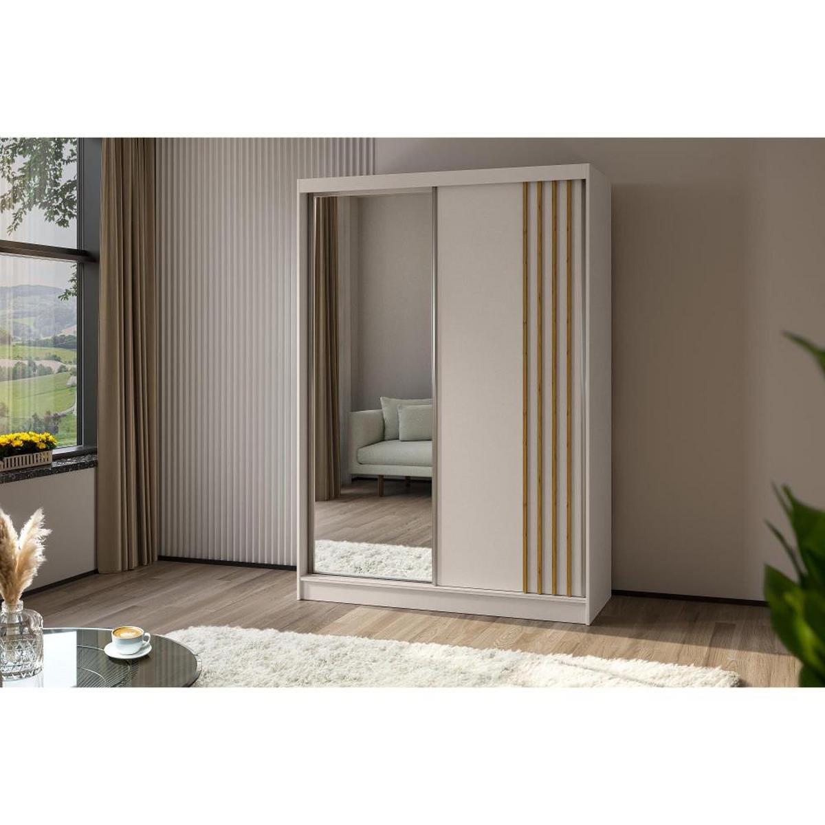 SCHWEBETÜRENSCHRANK Nela 120/216/61 kaschmir+eiche Artisan - Kaschmir, Holzwerkstoff (120/216/61cm) - Beautysofa