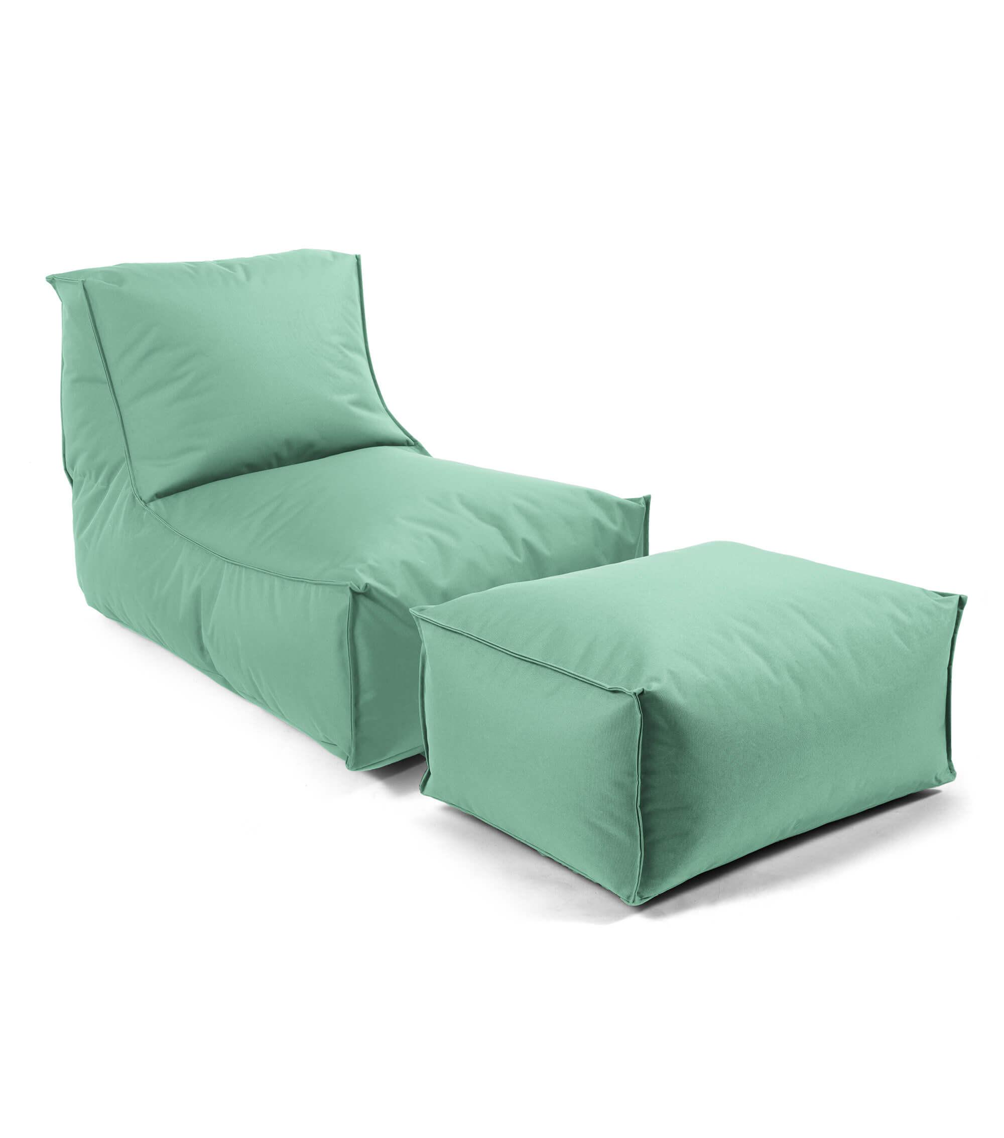 OUTDOOR SITZSACK mit Hocker Der Sundowner - Mintgrün, Textil (60/65/95cm) - Mokebo