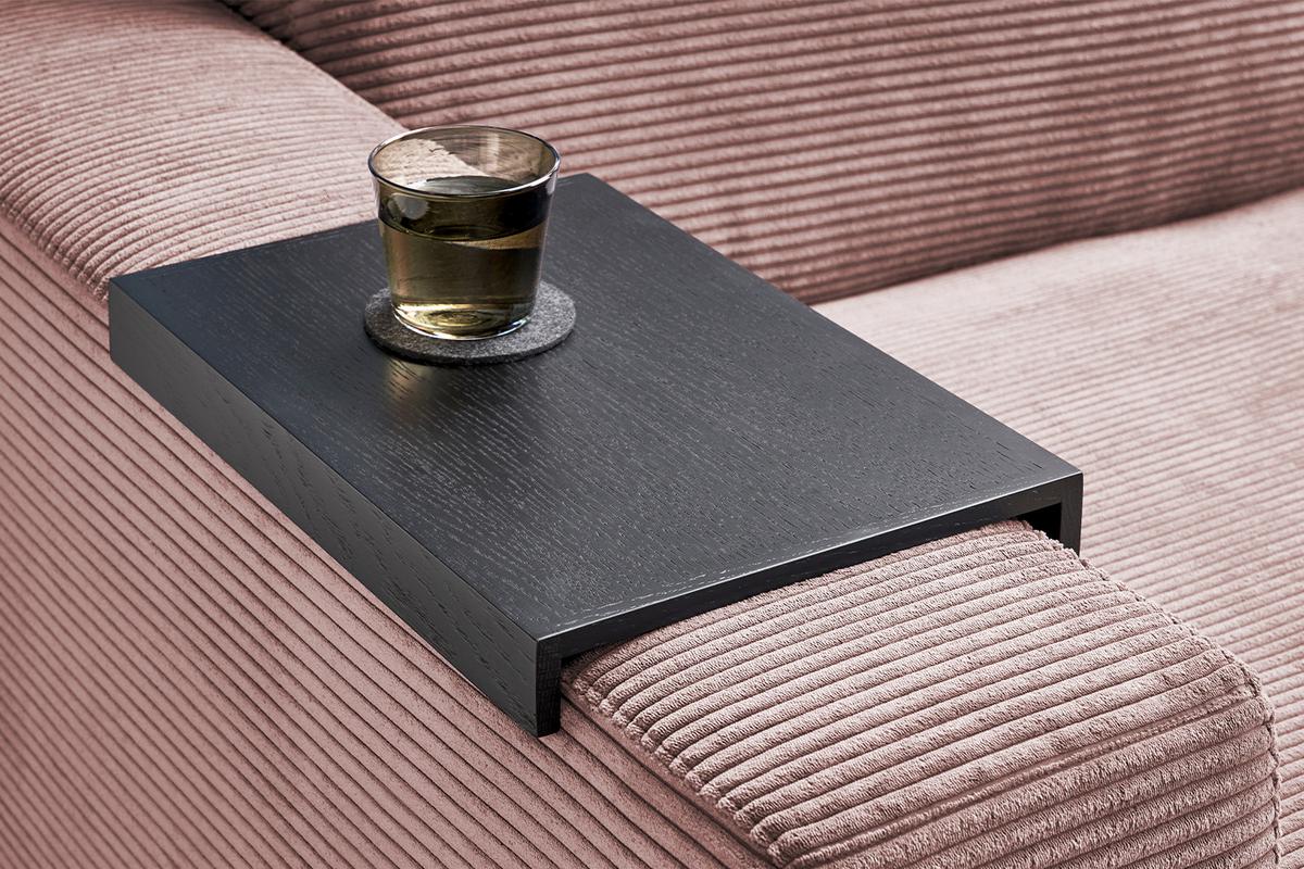 BIG SOFA XL MIT TABLETT MADELINE Pink Cord - Pink/Schwarz, Kunststoff/Textil (290/85/190cm) - KAWOLA